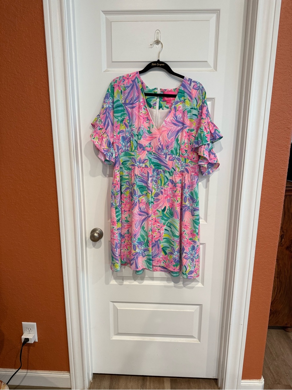 Lily Pulitzer tropical Print Ruffle-Sleeve Dress